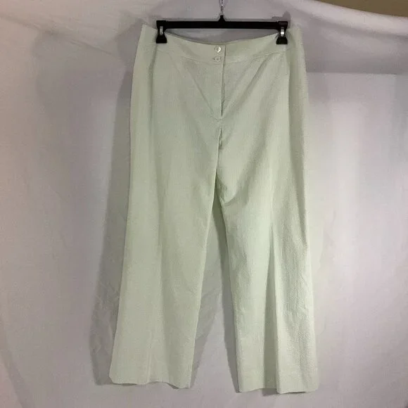 Brooks Brothers Seersucker Pants-Green/White Stripe, Wide Leg SZ 14 - Picture 2 of 10